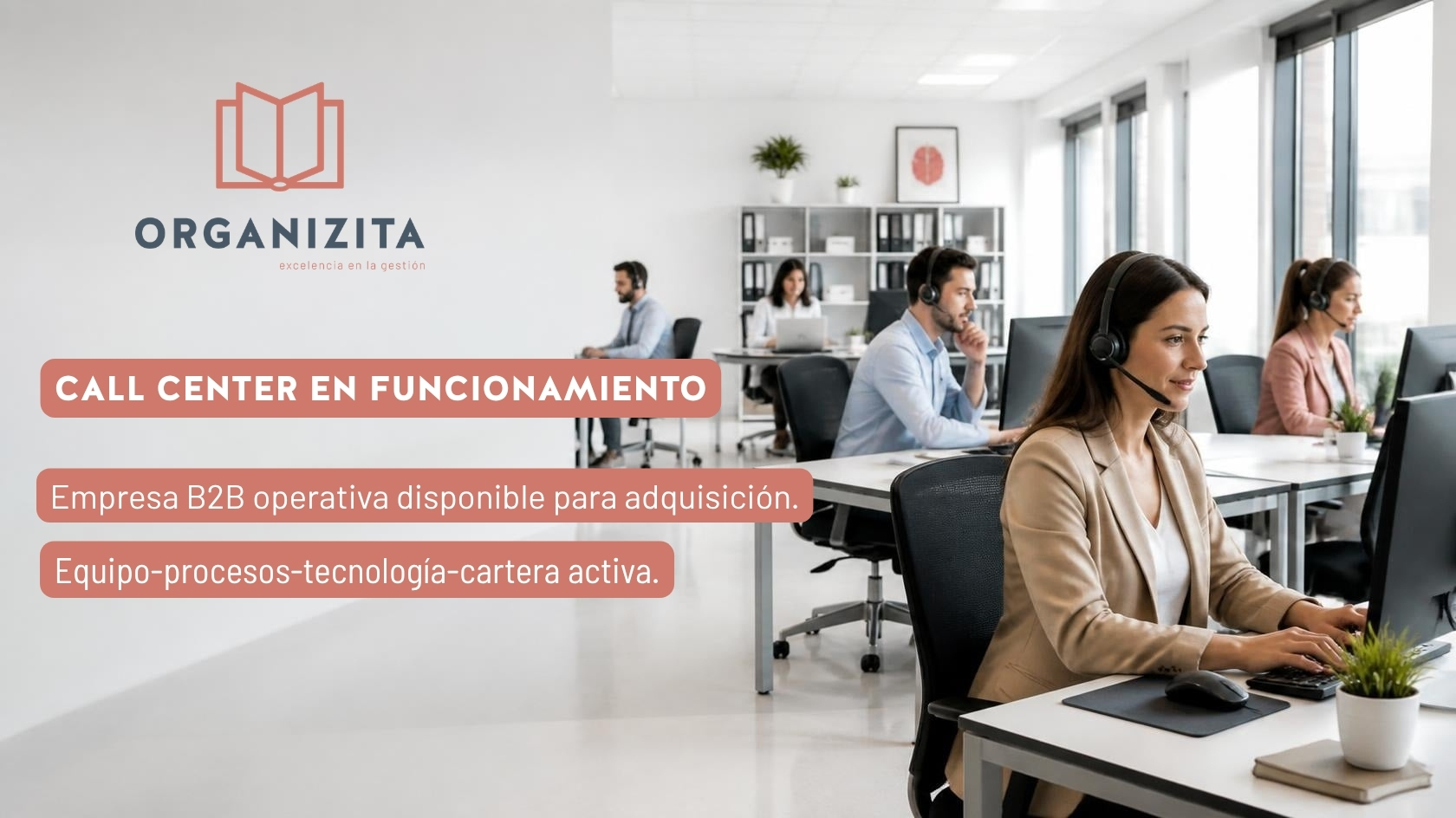 Call center B2B en funcionamiento con equipo formado y cartera activa